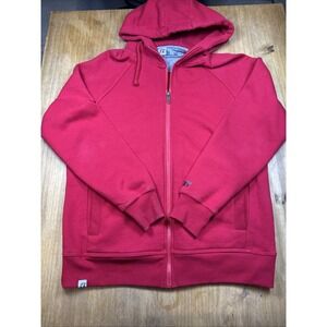 Vintage 90s Russell Athletic Blank Essential Full Zip‎ Red Hoodie Men's Size M